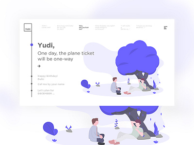 Yudi - Timeline blue drawing emotion hero illustration landing page relationship timeline visual design web web design web page