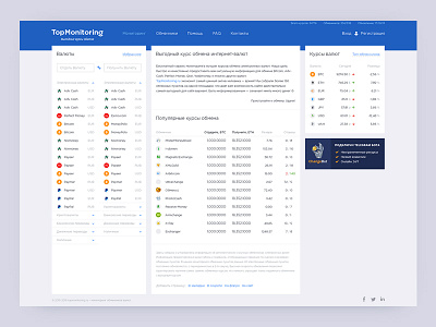 Attempt №2. TopMonitoring website blue crypto exchange free interface material materialize monitoring ui ux web сurrency