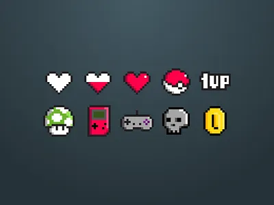 Pixel icons game icons gaming geek icon set icons pixel pixel art