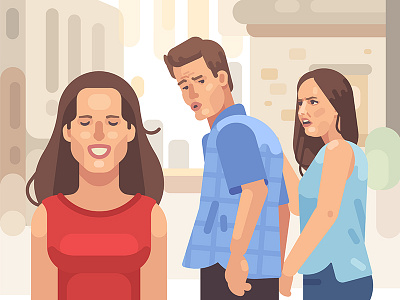 Distracted boyfriend meme boyfriend cartoon cheating design flat funny girlfriend illustration meme vector