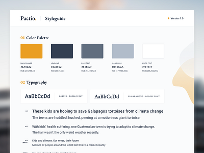 Pactio Styleguide 1.0 application apps clean icon interface journalists mobile pactio simple styleguide ui ux