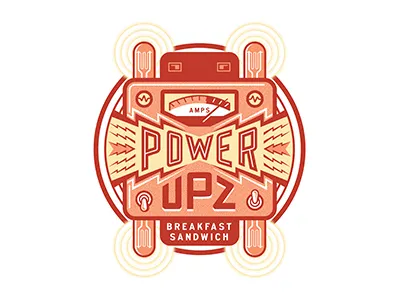 POWER UPZ electric food illustration label lettering packaging power typography