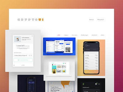 CryptoUI - design database for crypto projects bitcoin blockchain crypto design interface ui ux