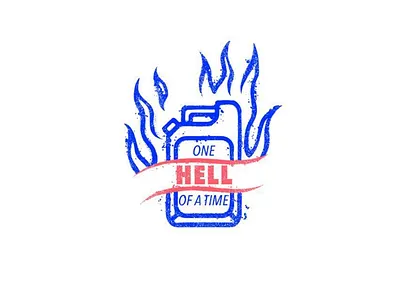 One Hell Of A Time badge illustration lettering logo motorcycle solid stamp tattoo texture traditional type vector