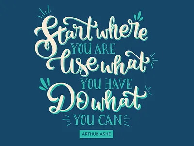 Quote 5 arthur ashe calligraphy flat hand drawn illustration quote typography vector