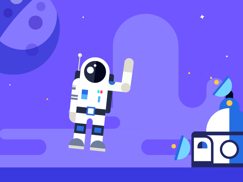 Space astronaut design flat futur motion space