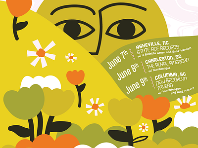 Big Tulips asheville charleston columbia gig poster north carolina retro south carolina