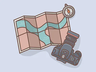 Adventurer Kit adventure compass icon illustration map minimal nature photographer travel trip ui vector