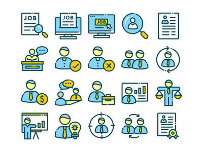 Job Recruitment filled line flat human resources icon iconset job recruitment ui ux