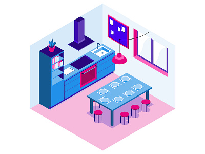 Illustration Communal Room illustration isometric webdesign