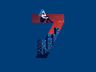 7 | depression 36daysoftype city depression girl illustration illustrator landscape miguelcm number type typography