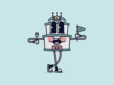Charleston of San Diego Cake Co. anthropomorphism branding cake cartoon character food illustration logo mascot retro
