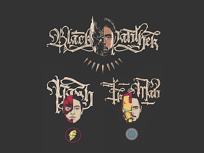 Black Panther, Flash, Iron Man