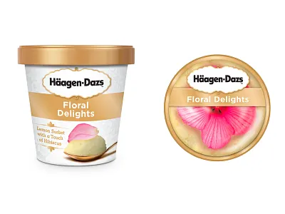 Haagen Daz concept for Floral Ice Cream mockup package design typography