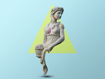 Our lady of stone 3 colorful colors composition creative design femenine photoshop statue