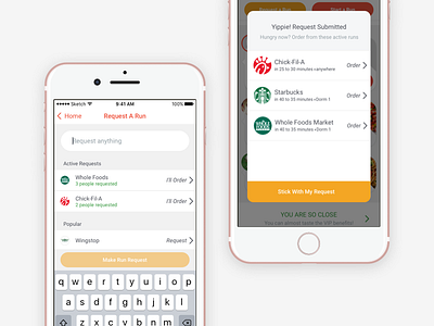Request a Run application design food delivery iphone app design ui ux visual user interface design