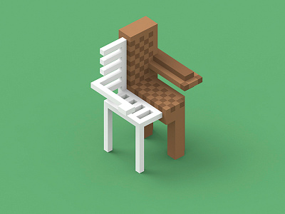 To the Bone 1 (Chair) 3d bones chair illustration isometric juanchit magica voxel voxel