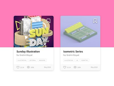 Behance Card Re-Design 3d behance card sketch ui uiux user interface
