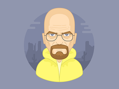 Heisenberg adobe blue meth fan art flat illustration line meth mr white series vector walter white yellow