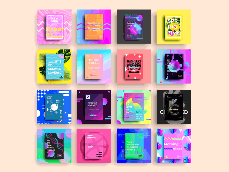 Posters 2d app behance colours gradient pink poster print typography ui uiux ux