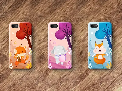 Mobile phone case animal forest illustration concert children music