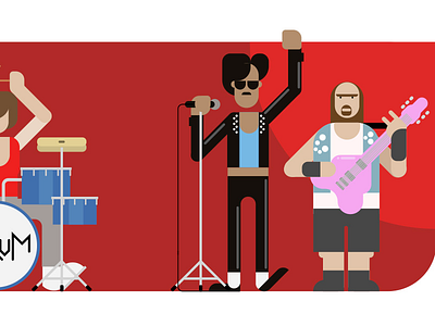 VivifyScrum EDU rock band illustration band bold characters funny guitar man rock singing song