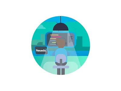 Developer city computer developer gradient illustration services technology