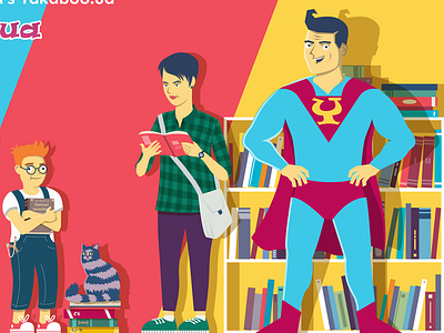 Promo banner for the Yakaboo Publishing book bookfair kyiv promo reading superhero ukraine