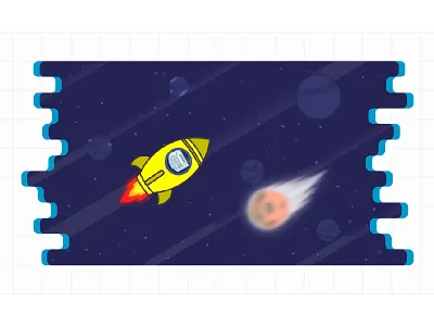 Spaceship & Broken stars broken stars design illustration moon space spaceship star