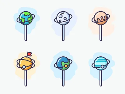 planet icon earth icon lollipop mars mercury planet pluto saturn star sugar uranus