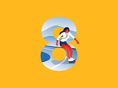 8 | eighties 36daysoftype flat girl illustration illustrator letter miguelcm road skater sport