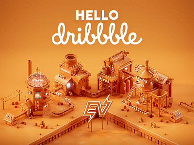 Hello Dribble 3d branding c4d cinema4d factory