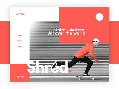 Shred. home landing page shred skate website