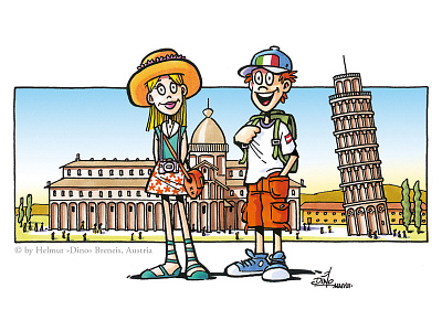 Pisa illustration italy leaningtower pisa schollbook summer