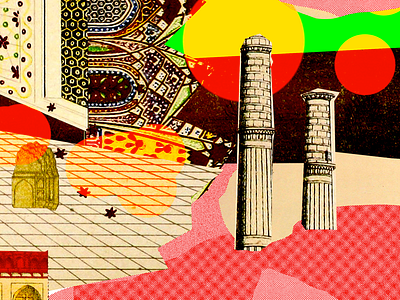 The City of YOU. 60s architecture chaos city collage colors illustration red retro surreal vintage