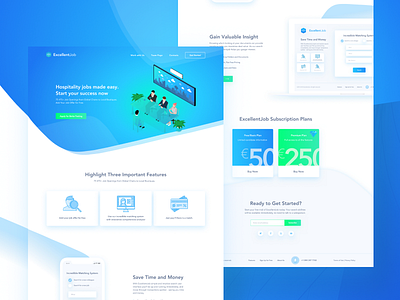 Excellent Job - Landing page flat gradient icons illustration isometric job landing page recruitment usability user experience design web design website