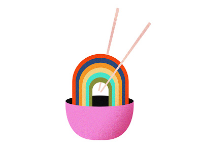 Rainbow Ramen bowl chopsticks food illustration noodles pho rainbow ramen soup