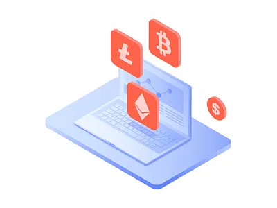 Cryptocurrency bitcoins cryptocurrency dollar ethereum illustration illustrator isometric laptop litecoin mac macbook money