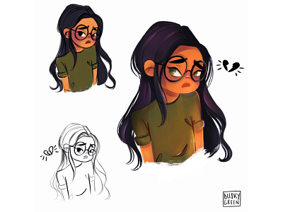 Tensed characterdesigndoodle girl illustration visualartcharacterdevelopment