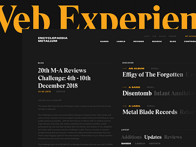 Encyclopaedia Metallum / Home eksell fakt the metal archives ui univers ux web website