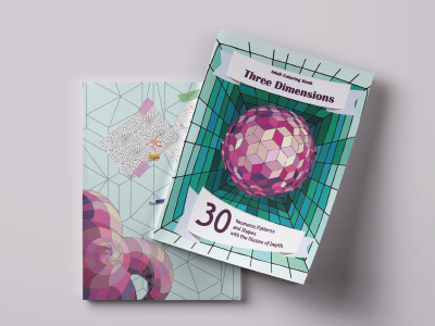 Cover for Adult Coloring Book "Three Dimensions" adult book coloring cover mock up