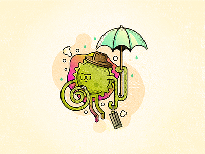 Viral Commute 52weeks challenge commute hat illustration late umbrella vector virus