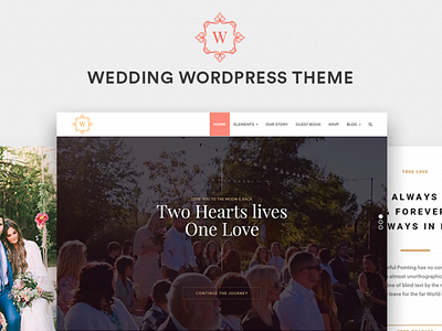 Wedding WordPress Theme Preview celebration events illustration logo site builder template theme web design web development wedding wordpress