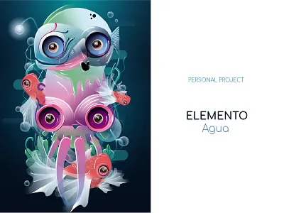 ELEMENTO - Agua conceptart cosmic digitalart drawing fish illustration illustrator ocean water