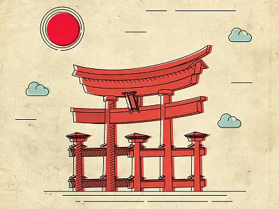 Illustration colors doodle drawing dribbble illustration japan red shot tutorial