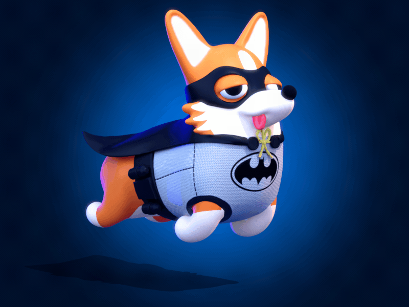 Bat Corgi animation c4d cg corgi illustration maya redshift render