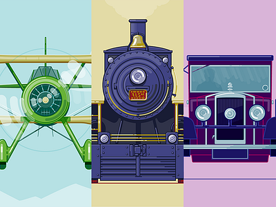 Plane Trains and… antique illustration vector