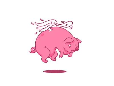 Floating Porker bird flying heavy oink pig pink snout wings