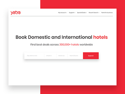 Yatra Website re-design concept booking clean creative designer99studio flight home page hotel landing rooms ui ux yatra.com