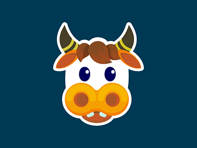 Cow character cow sticker